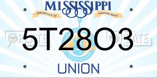 5T28O3 Mississippi License Plate