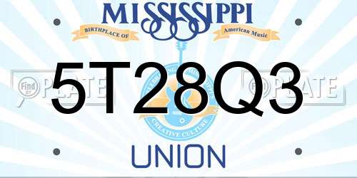 5T28Q3 Mississippi License Plate