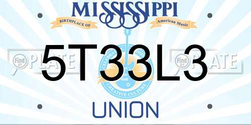 5T33L3 Mississippi License Plate