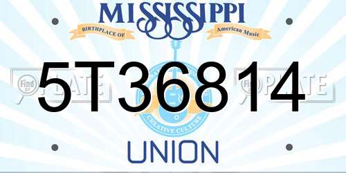 5T36814 Mississippi License Plate