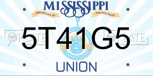 5T41G5 Mississippi License Plate