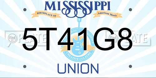 5T41G8 Mississippi License Plate