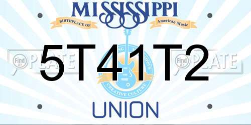 5T41T2 Mississippi License Plate