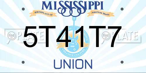5T41T7 Mississippi License Plate