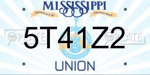 5T41Z2 Mississippi License Plate