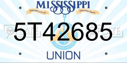 5T42685 Mississippi License Plate
