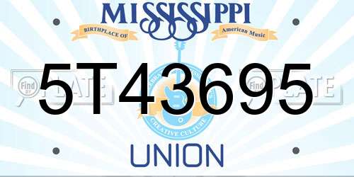 5T43695 Mississippi License Plate