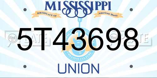 5T43698 Mississippi License Plate