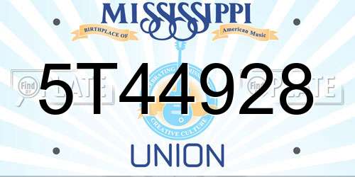 5T44928 Mississippi License Plate