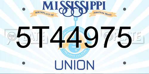 5T44975 Mississippi License Plate