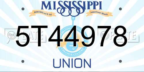 5T44978 Mississippi License Plate