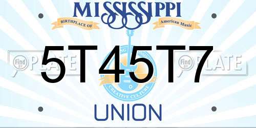 5T45T7 Mississippi License Plate
