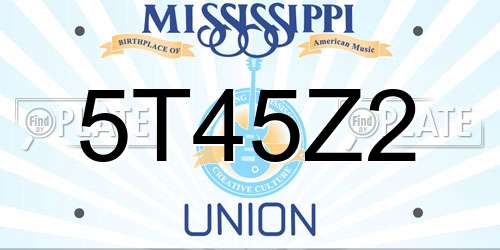 5T45Z2 Mississippi License Plate