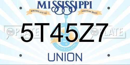 5T45Z7 Mississippi License Plate