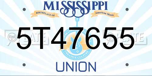 5T47655 Mississippi License Plate