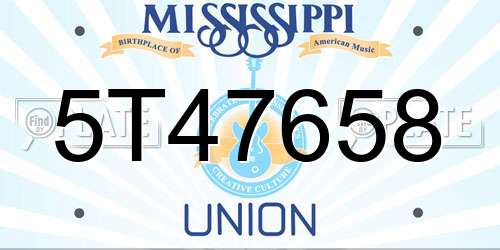 5T47658 Mississippi License Plate