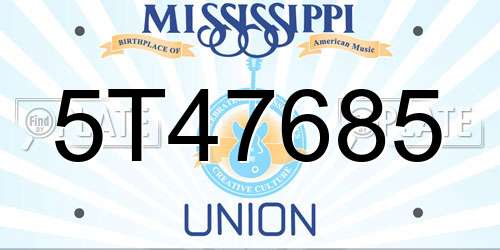 5T47685 Mississippi License Plate