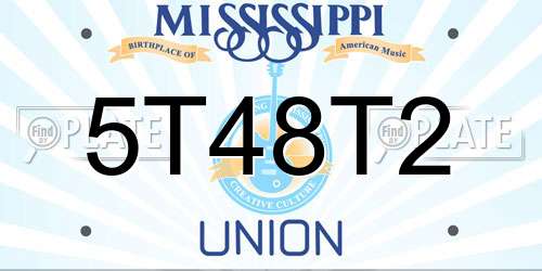 5T48T2 Mississippi License Plate
