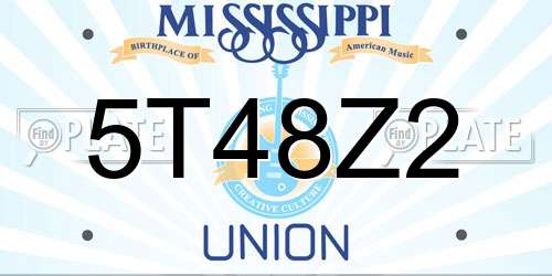 5T48Z2 Mississippi License Plate