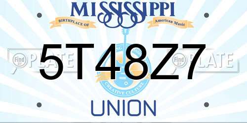 5T48Z7 Mississippi License Plate