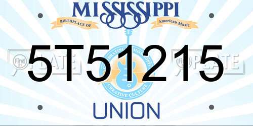 5T51215 Mississippi License Plate