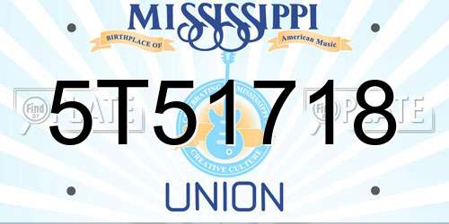 5T51718 Mississippi License Plate