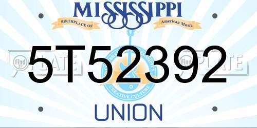 5T52392 Mississippi License Plate