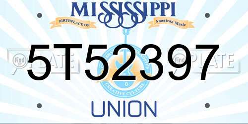 5T52397 Mississippi License Plate