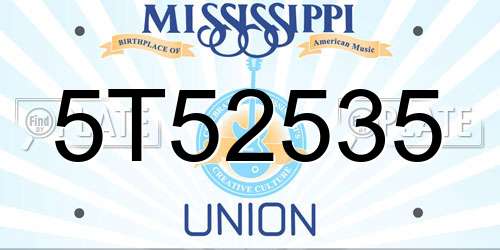 5T52535 Mississippi License Plate