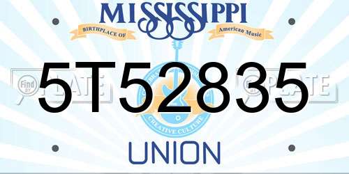 5T52835 Mississippi License Plate