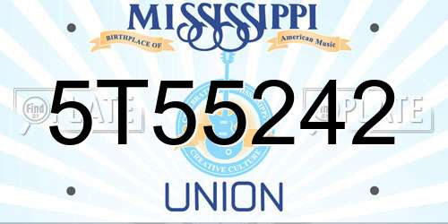 5T55242 Mississippi License Plate