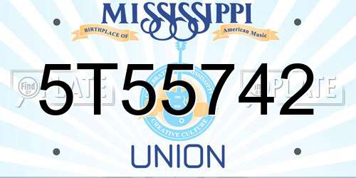 5T55742 Mississippi License Plate