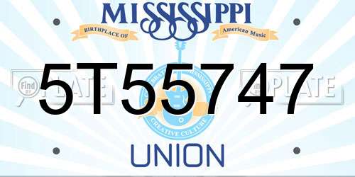 5T55747 Mississippi License Plate