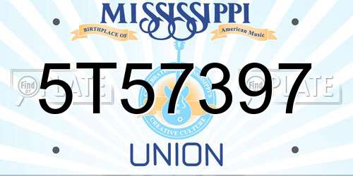5T57397 Mississippi License Plate