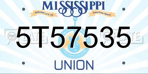 5T57535 Mississippi License Plate