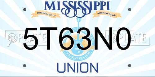 5T63N0 Mississippi License Plate
