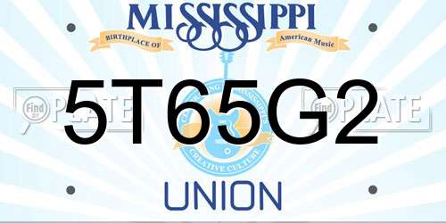 5T65G2 Mississippi License Plate