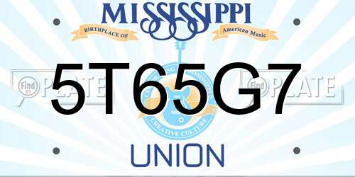 5T65G7 Mississippi License Plate
