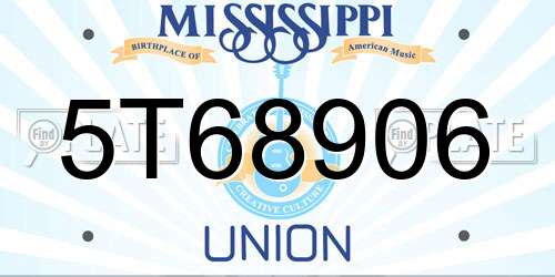 5T68906 Mississippi License Plate