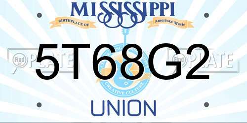 5T68G2 Mississippi License Plate