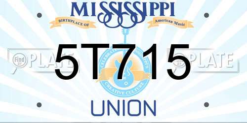 5T715 Mississippi License Plate