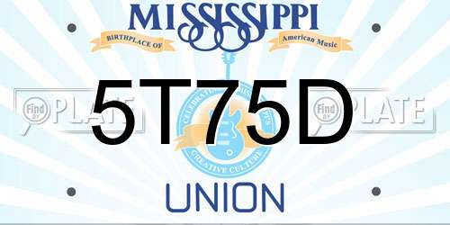 5T75D Mississippi License Plate