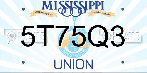 5T75Q3 Mississippi License Plate