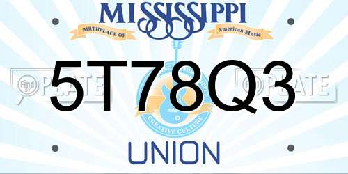 5T78Q3 Mississippi License Plate