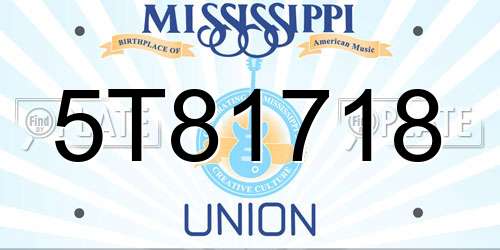 5T81718 Mississippi License Plate