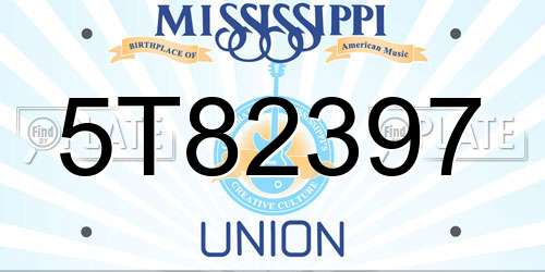 5T82397 Mississippi License Plate