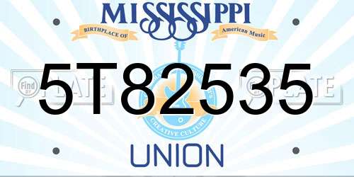 5T82535 Mississippi License Plate