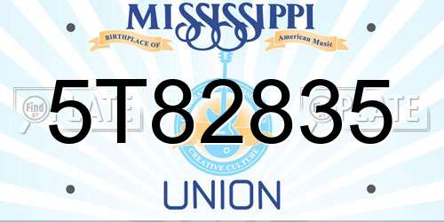 5T82835 Mississippi License Plate