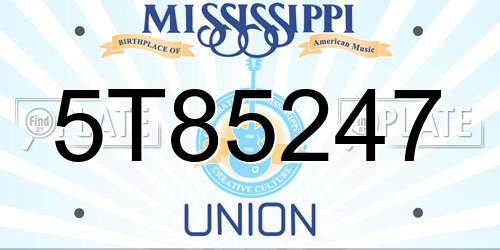 5T85247 Mississippi License Plate