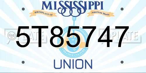 5T85747 Mississippi License Plate